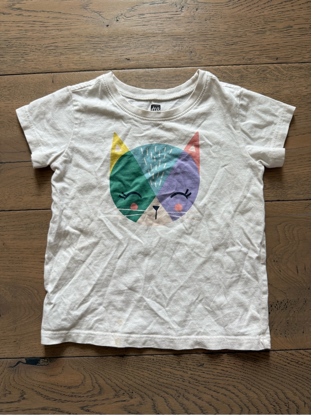 Tea Collection Geometric Cat Graphic Tee White 2T